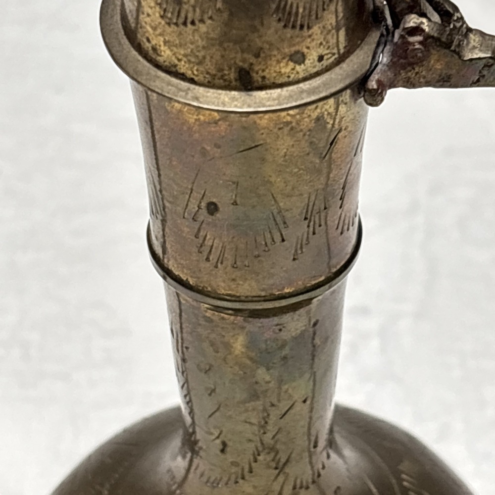 Antique Indian Brass Teapot decor With Hinged Lid 10" Tall - Picture 12 of 16